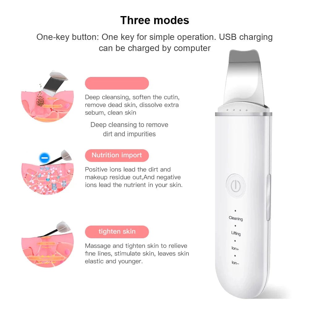 Ultrasonic Skin Scrubber for Deep Blackhead Removal - Professional Facial Cleansing Device